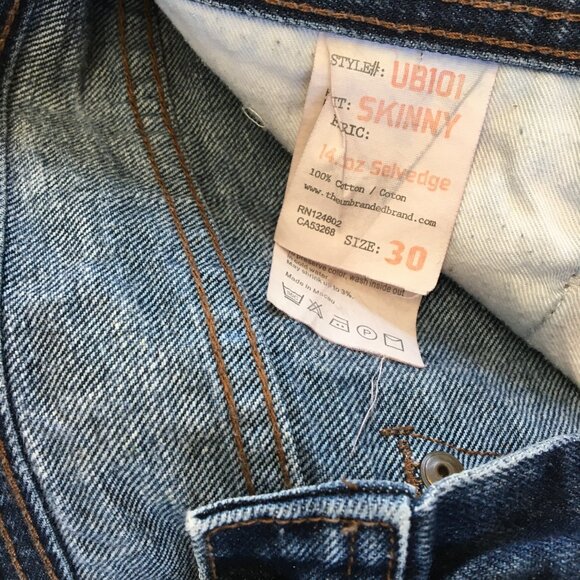 The Unbranded Brand Skinny Fit Selvedge Button Fly Jeans 30 - Picture 8 of 11